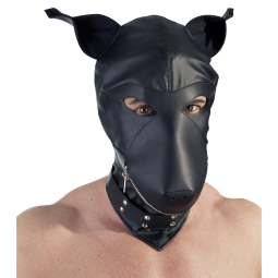 Psí maska s obojkem v imitaci černé kůže
