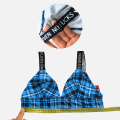 Kostkovaná braletka s kalhotkami No Fucks Given