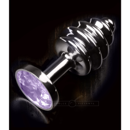 Jewellery Ribbed in Silver Purple - Anální šperk s fialovým broušeným kamenem