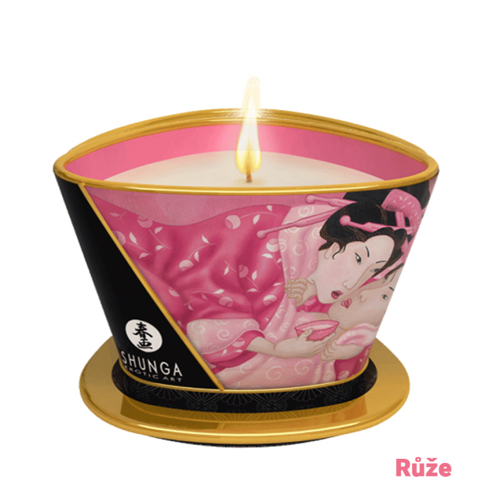 Shunga masážní svíčka růže