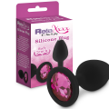 Černý anální kolík s růžovým šperkem, vel.S