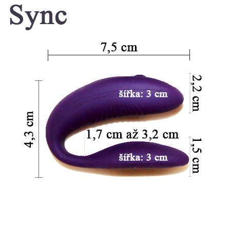 Rozměry vibrátoru We-Vibe Sync | Willi.cz